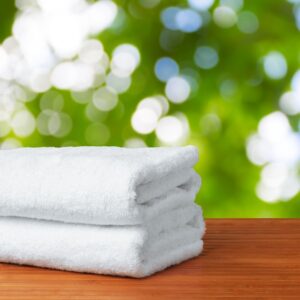 Composition of spa treatment on wooden table